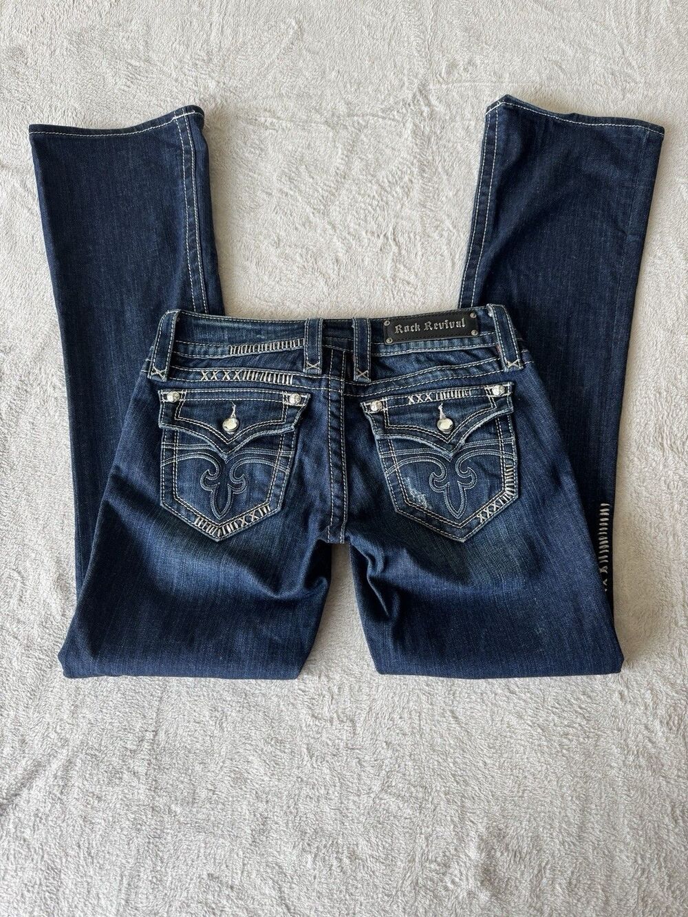 Rock Revival Womens Bootcut Jeans Dark Wash Stretch Denim Blue 5-Pocket - Picture 4 of 5